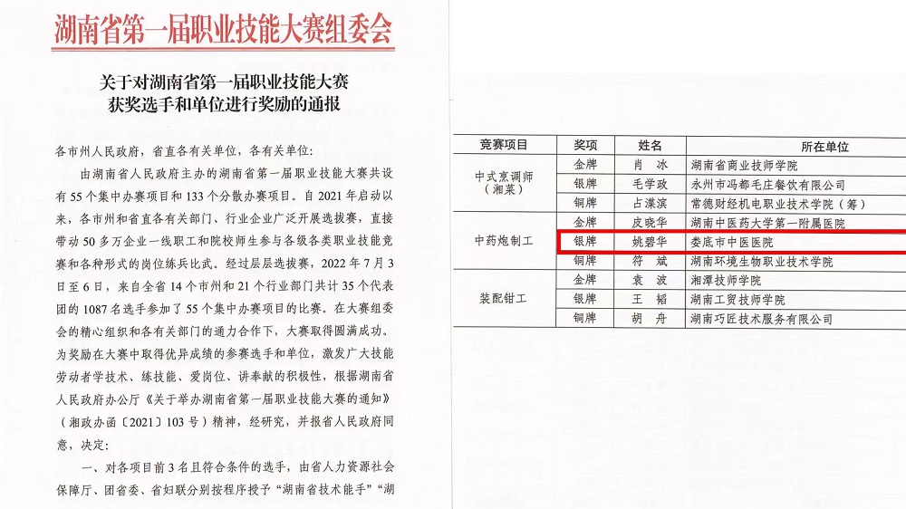 湖南省第一届职业技能大赛银牌